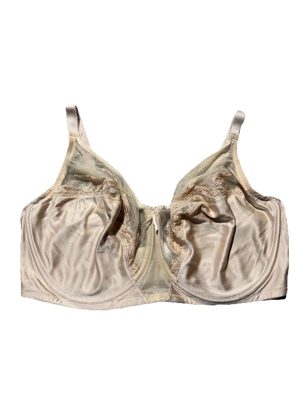 Wacoal 85121 Feather Sheer Embroidery Full Figure Underwire Bra size 38DDD Beige